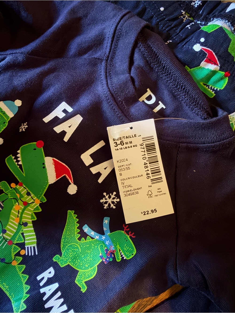 The Children's Place Navy Holiday Dinosaur Pajama Set
